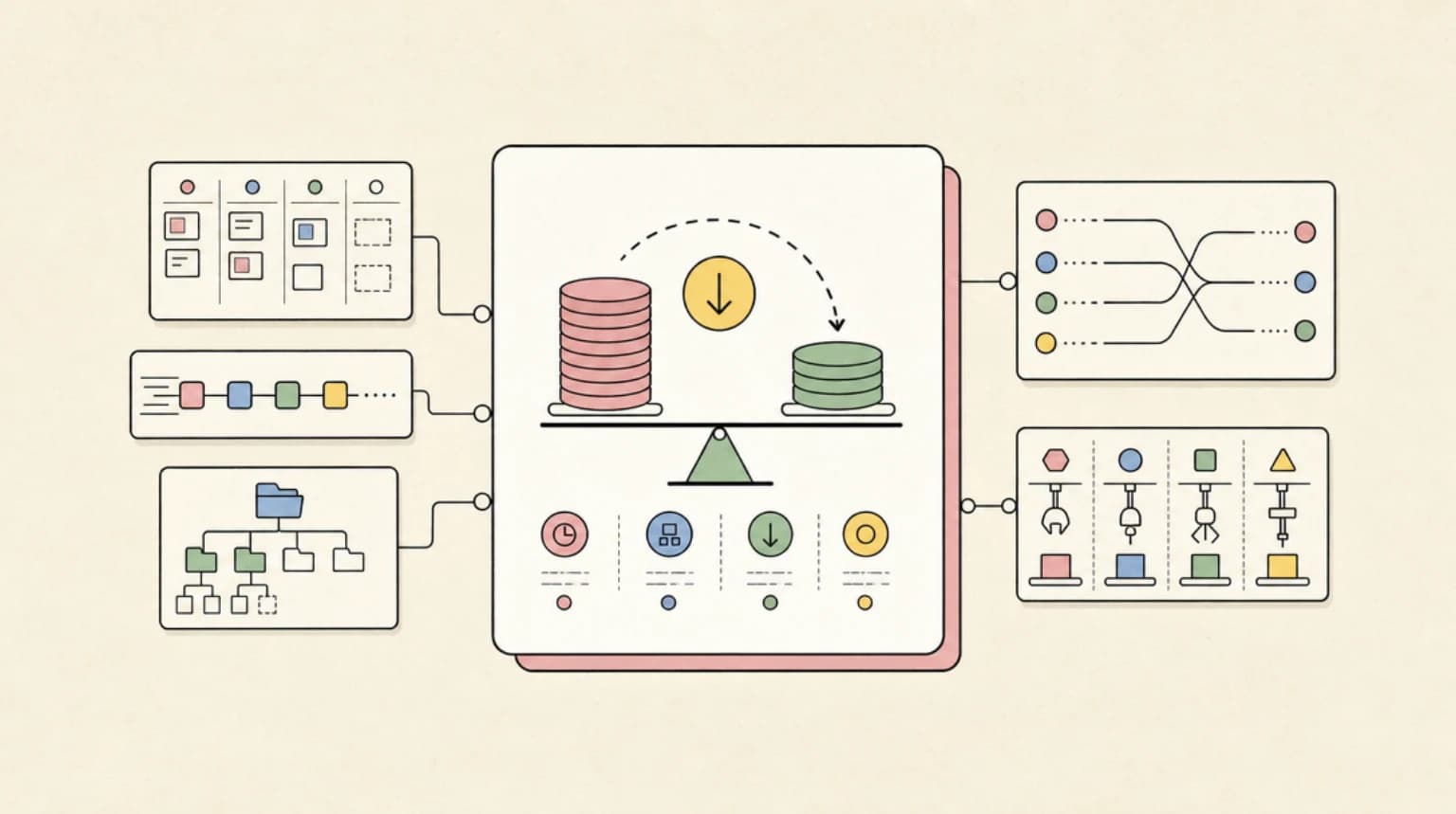 Abstract systems illustration for Cost Modeling: Where The 50% Actually Lands