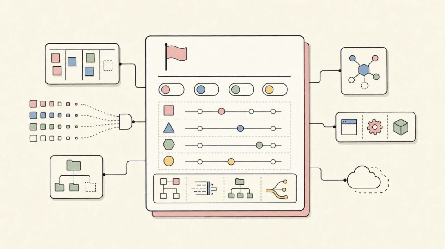 Abstract systems illustration for What Flagship Actually Ships