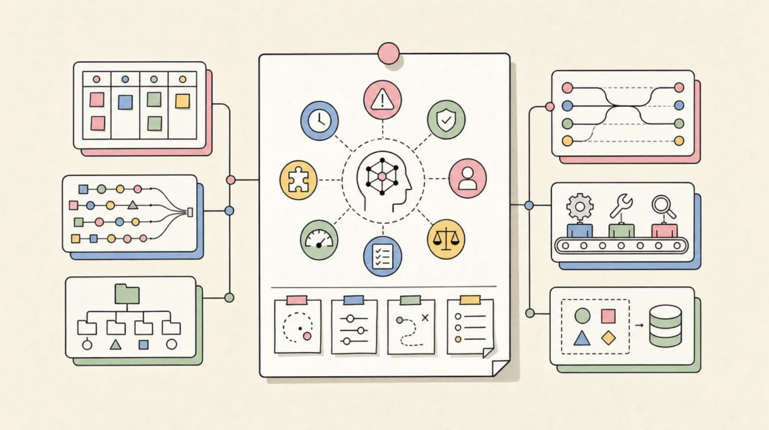 Abstract systems illustration for Production Gotchas Worth Pinning To Your Wall