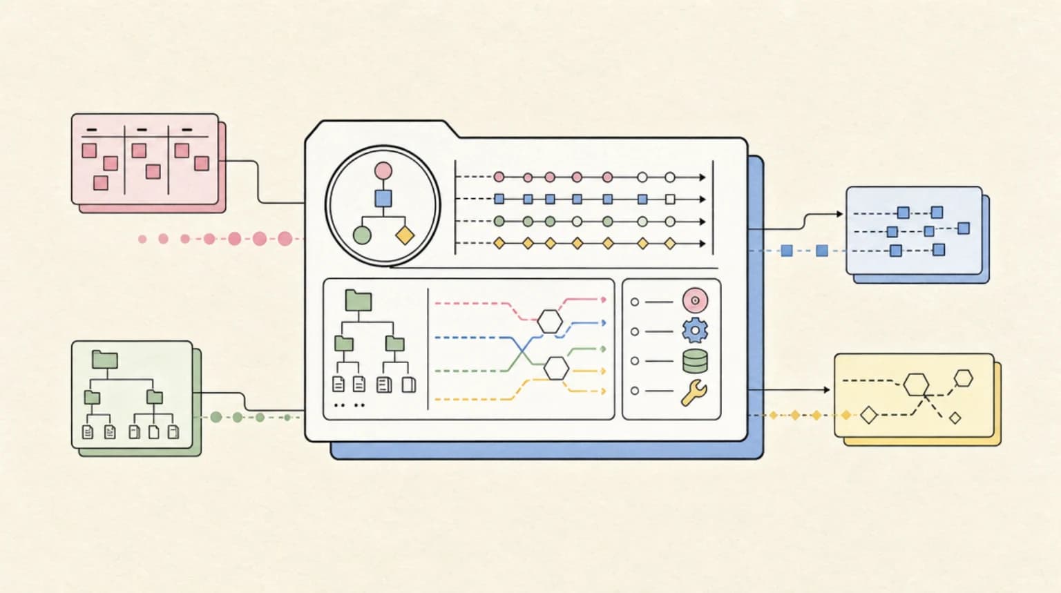 Abstract systems illustration for Meet MCP Lens