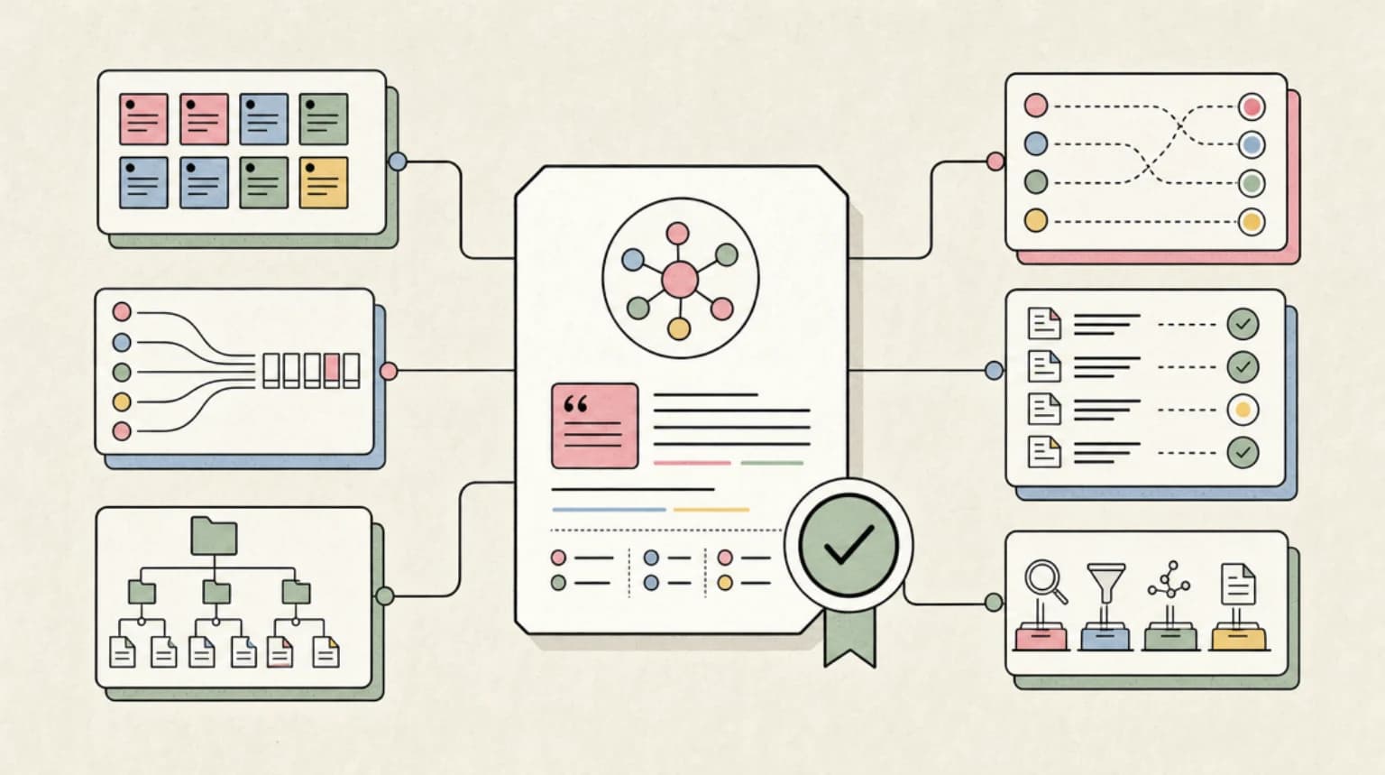 Abstract systems illustration for Citations and trust: the audit trail you actually need