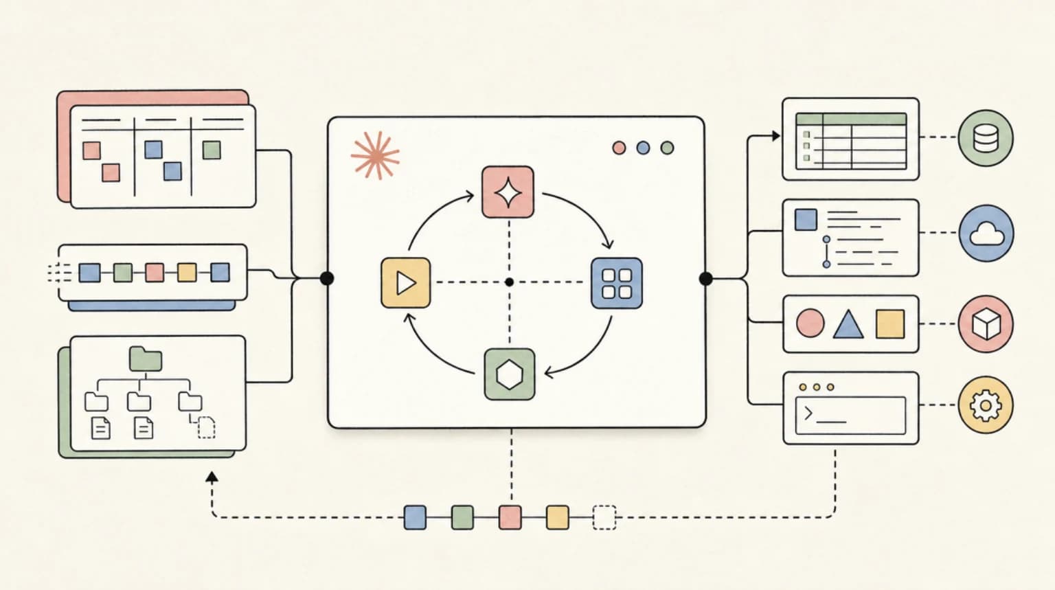 Abstract systems illustration for How The Tool Use Loop Actually Works