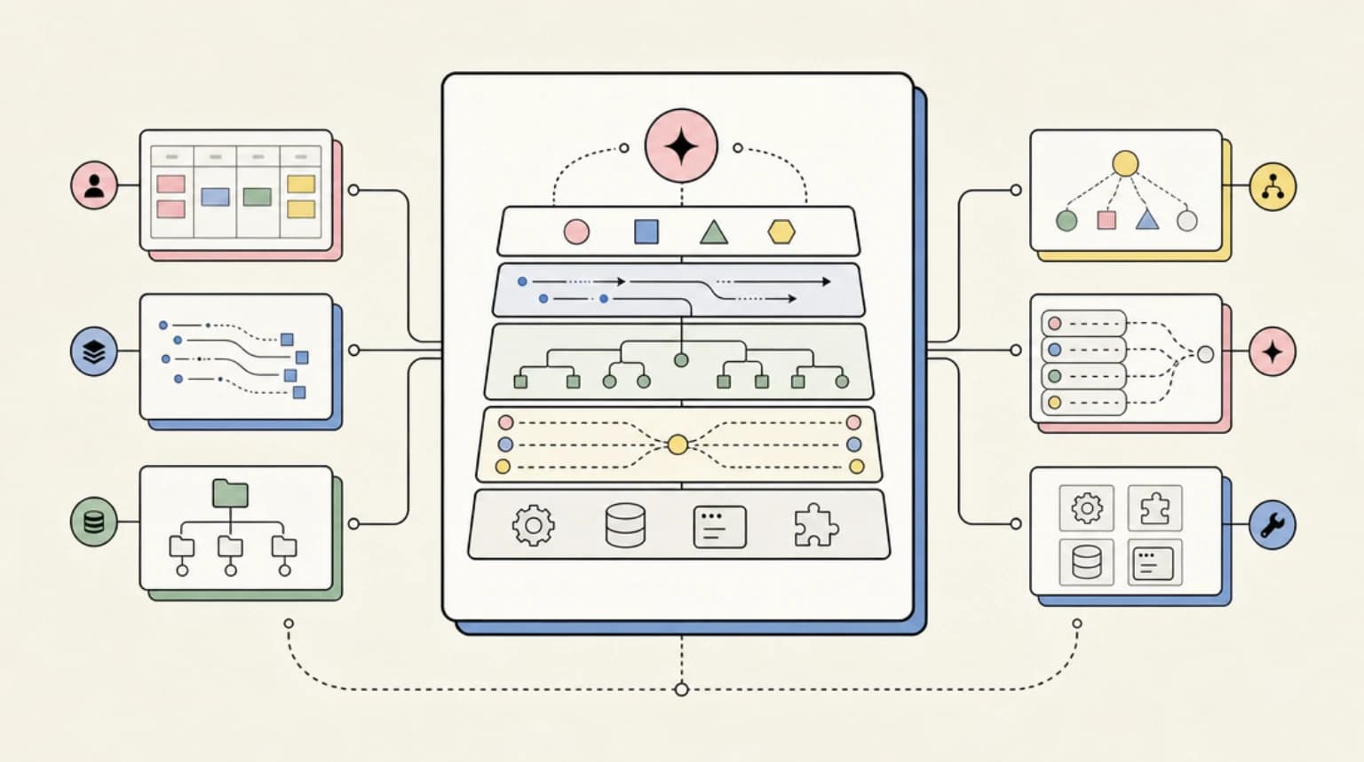 Abstract systems illustration for Where It Fits in the Agent Stack